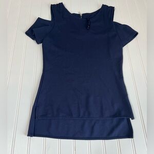 Karen Millen Womens Top UK 6 US 2 Navy Blue Knit Cap Sleeve Sleeveless 701